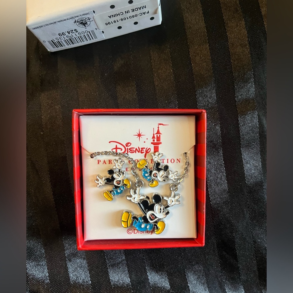 Disney Mickey Mouse Jewelry Set with Necklace and matching earrings.
